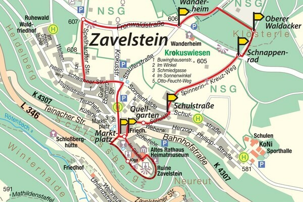 Die Karte des Zavelsteiner Krokusweges Bildnachweis: Mit freundlicher Genehmigung von Teinachtal-Touristik