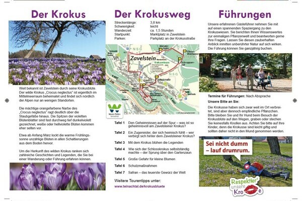 Der Flyer des Zavelsteiner Krokusweges Bildnachweis: Mit freundlicher Genehmigung von Teinachtal-Touristik